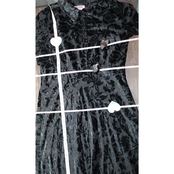 Vintage Maggy London Burnout Velvet Black Floral Maxi Dress Prep Goth 90s S/M - Picture 5 of 10